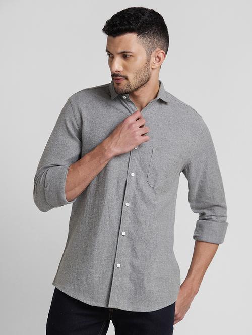 grey cotton casual shirt - 19490260 - Very Small Image - 1