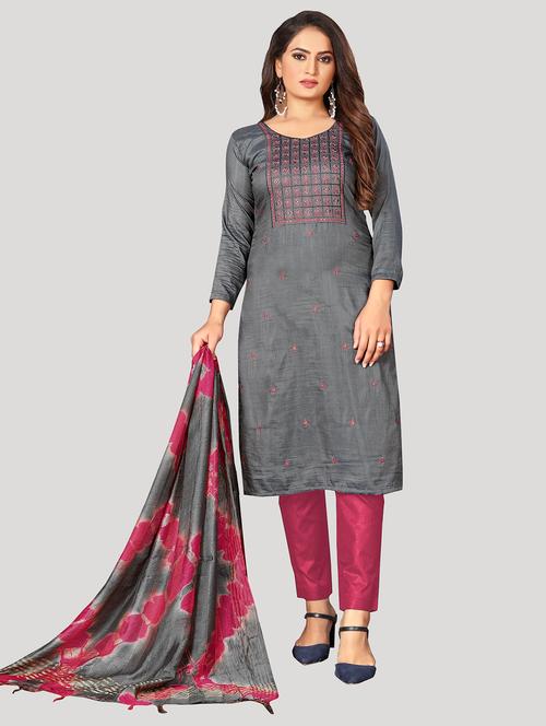 embroidered unstitched suit set - 19490586 - Very Small Image - 1