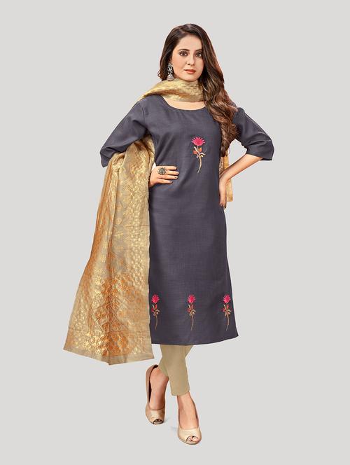 embroidered unstitched suit set - 19490603 - Very Small Image - 1