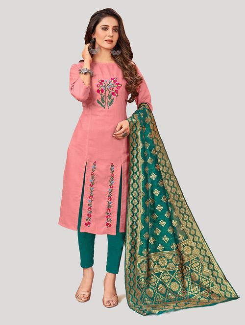 embroidered unstitched suit set - 19490606 - Very Small Image - 1