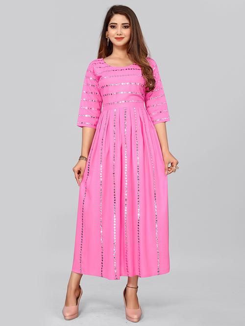 mirror work flared gown - 19490622 - Very Small Image - 1