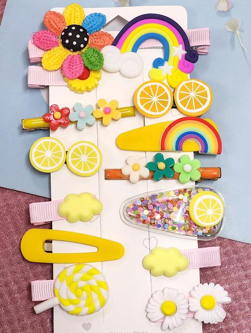 kids yellow hair clip fancy combo pack cute hair tic tacs for kids girls pack of 14 by the little girl store - 19490985 - Very Small Image - 1