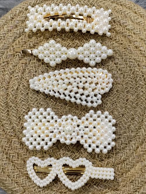 pretty white pearl combo pack of 5 elegant tic tac clips for girls women by the little girl store - 19490988 - Very Small Image - 1