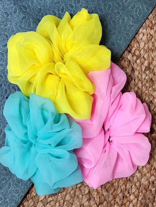 colorful scrunchies bright colors puffy look pack of 3 for girls by the little girl store - 19490993 - Very Small Image - 1