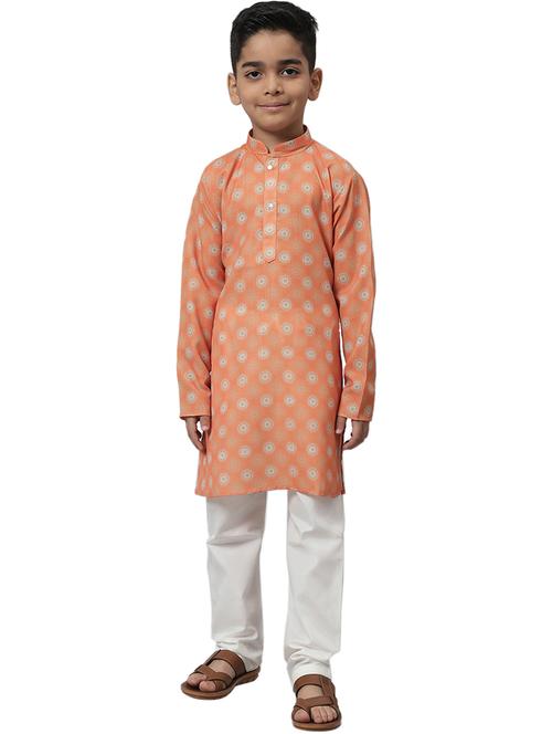 orange printed full length kurta set - 19491018 - Very Small Image - 1