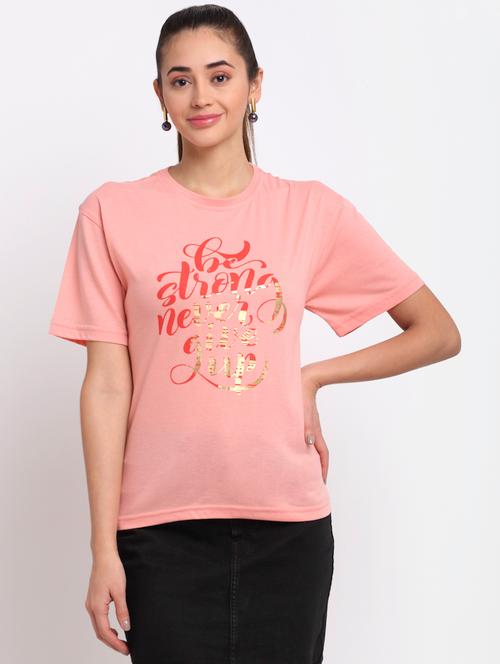 women's front print crew neck t-shirt - 19491792 - Very Small Image - 1