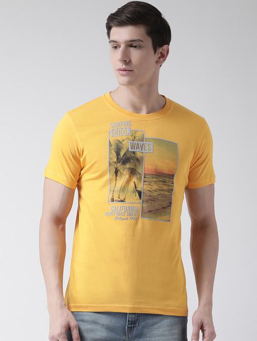 yellow printed round neck t-shirt - 19492011 - Very Small Image - 1
