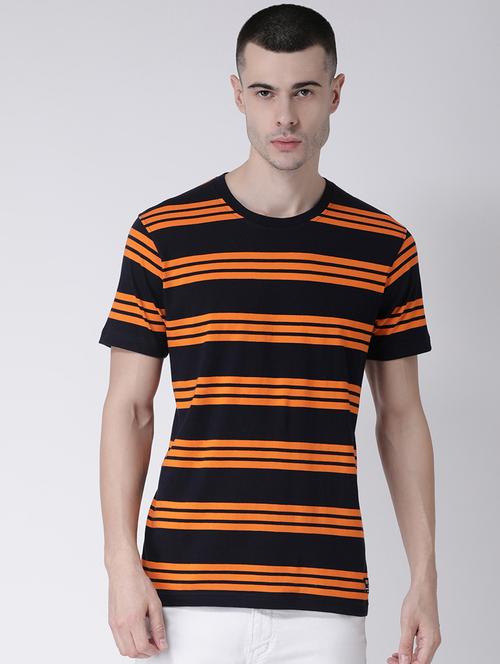 black striped round neck t-shirt - 19492014 - Very Small Image - 1
