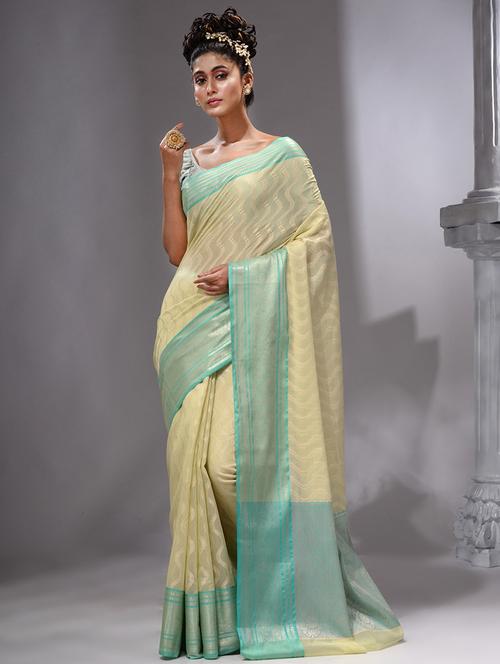 light green self design banarasi saree with blouse - 19492079 - Very Small Image - 1