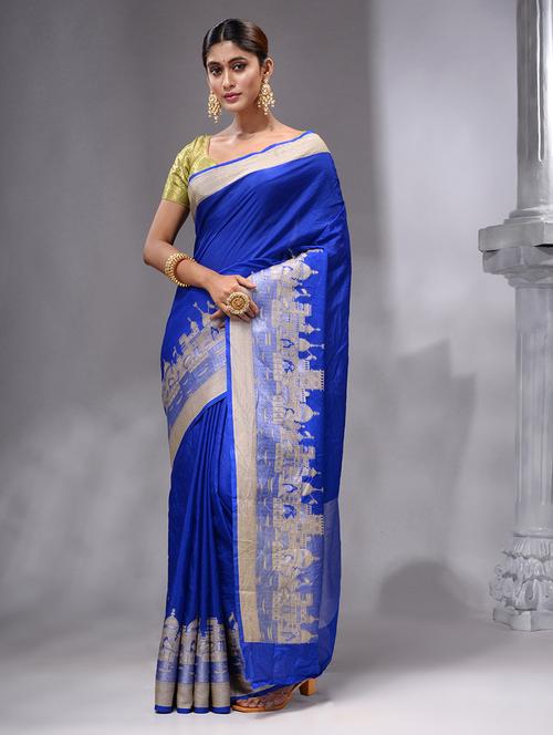 self design banarasi saree with blouse - 19492125 - Very Small Image - 1