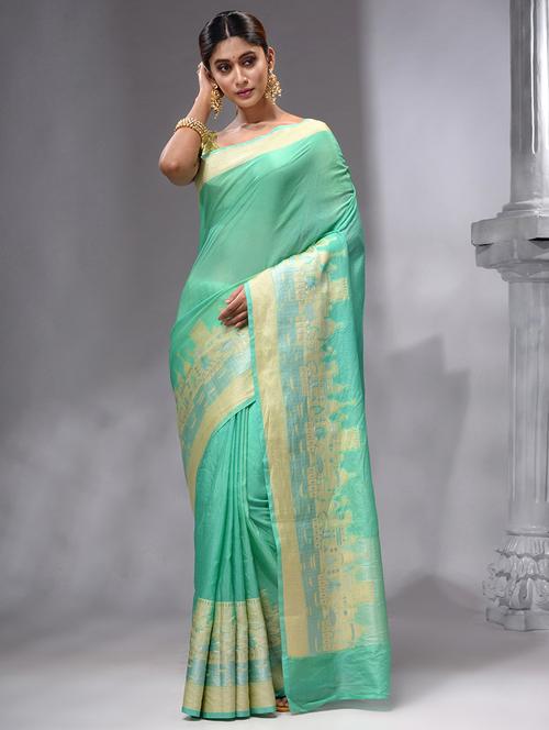 women solid with bordered saree with blouse - 19492127 - Very Small Image - 1