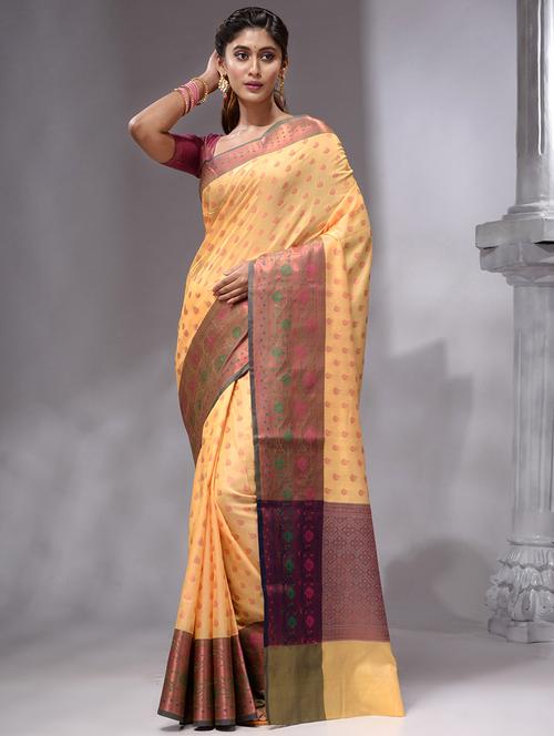 women's self design lime colored saree with blouse - 19492131 - Very Small Image - 1