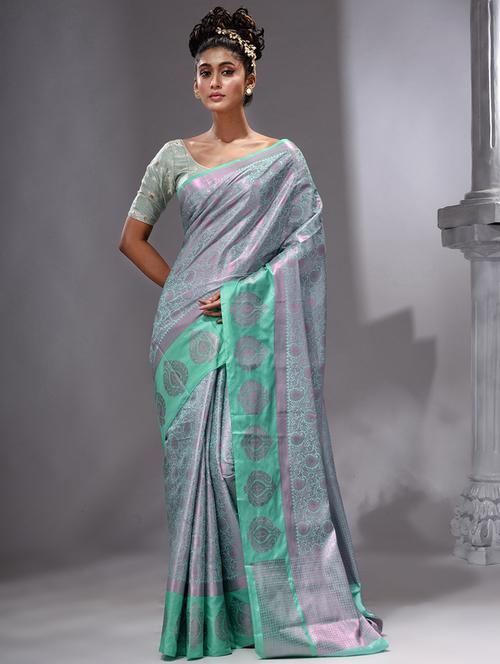 contrast bordered woven saree - 19492186 - Very Small Image - 1