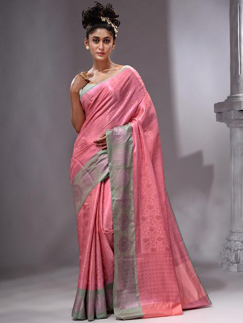 contrast bordered woven saree - 19492189 - Very Small Image - 1