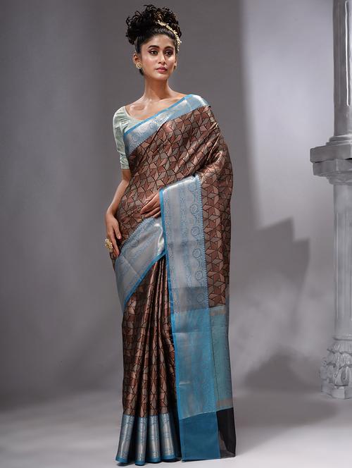 contrast bordered woven saree - 19492190 - Very Small Image - 1