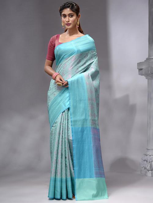 contrast bordered woven saree - 19492202 - Very Small Image - 1