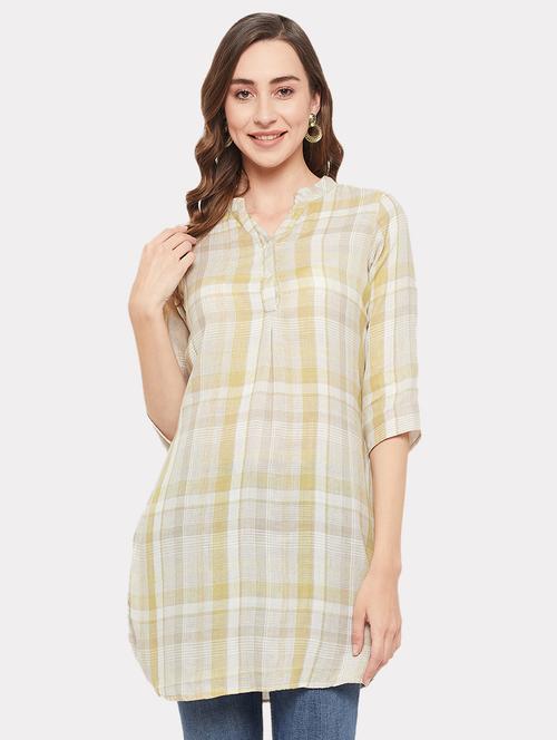 beige checkered tunic - 19492318 - Very Small Image - 1