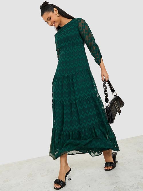 ruched sleeve georgette a-line maxi dress - 19492709 - Very Small Image - 1