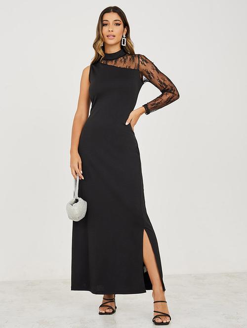 long sleeves plain aline maxi dress - 19492742 - Very Small Image - 1