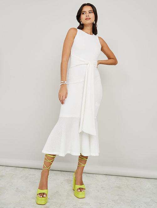 sleeveless knit bodycon midi dress with tie up detail - 19492824 - Very Small Image - 1
