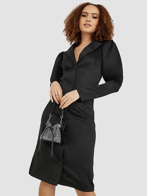 long sleeves plain blazer knee length dress - 19492851 - Very Small Image - 1