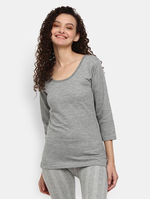grey round neck top thermals - 19493157 - Very Small Image - 1