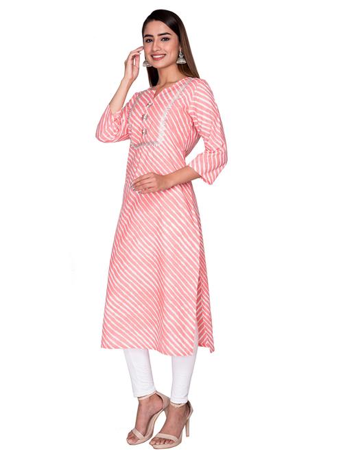 pink cotton blend straight kurta - 19493484 - Very Small Image - 1