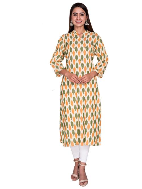 off-white printed cotton blend straight kurta - 19493490 - Very Small Image - 1