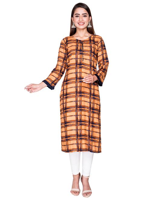 round neck printed straight kurta - 19493557 - Very Small Image - 1