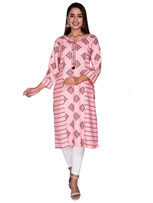 mandarin collar printed straight kurta - 19493559 - Very Small Image - 1