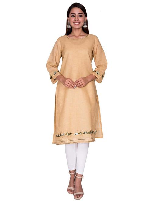 round neck embroidered straight kurta - 19493560 - Very Small Image - 1