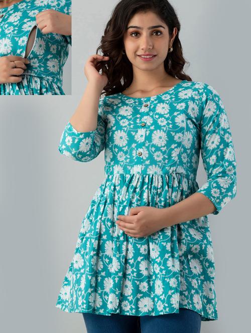 blue printed maternity wear - 19493617 - Very Small Image - 1