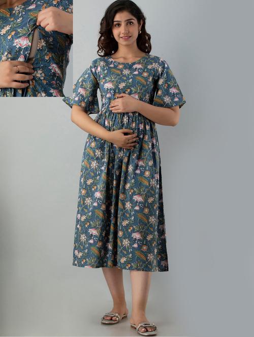 dark blue printed maternity wear - 19493625 - Very Small Image - 1