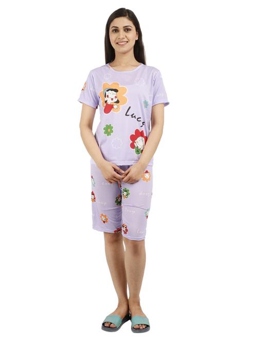 lavender graphic printed shorts set - 19493722 - Very Small Image - 1