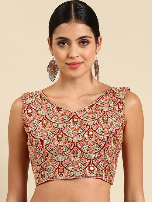 red embroidered georgette blouse - 19493918 - Very Small Image - 1