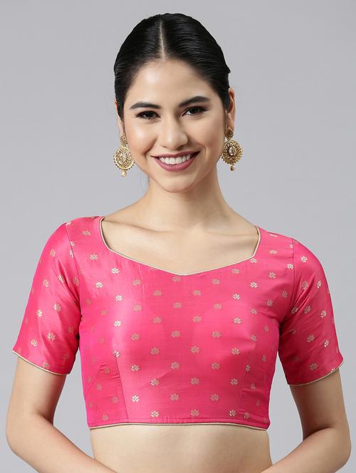 pink brocade art silk blouse - 19493928 - Very Small Image - 1