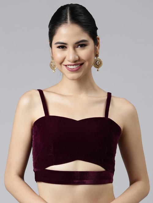 purple solid velvet blouse - 19493936 - Very Small Image - 1