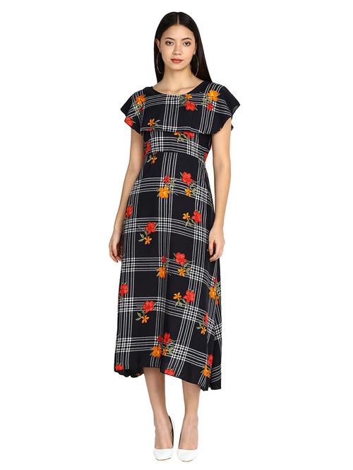 black crepe fit & flare dress - 19494130 - Very Small Image - 1