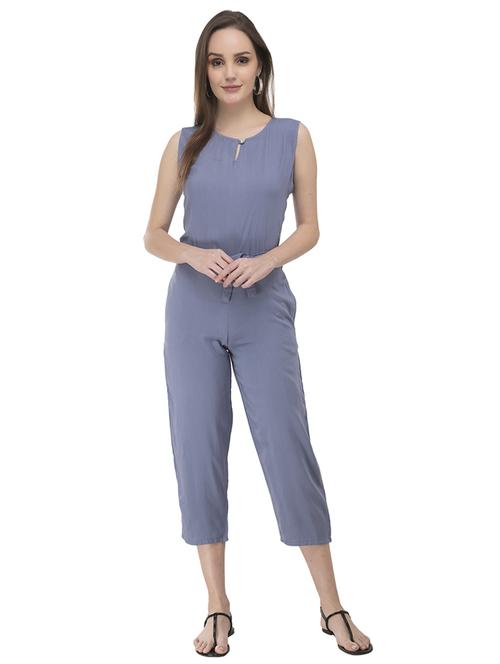grey solid 3/4 jumpsuit - 19494170 - Very Small Image - 1