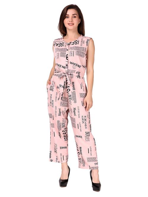 pink printed full leg jumpsuit - 19494180 - Very Small Image - 1