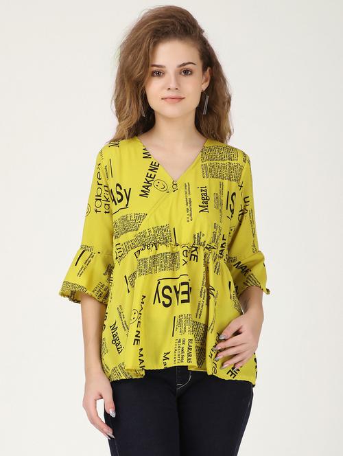 yellow crepe regular top - 19494235 - Very Small Image - 1