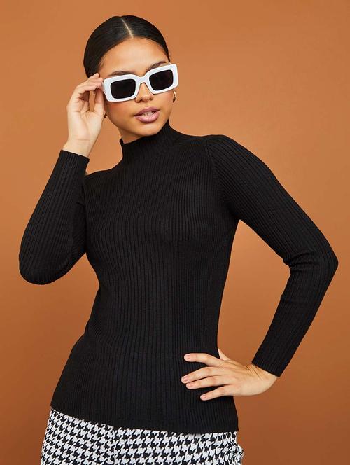 high neck ribbed regular length knit top - 19494527 - Very Small Image - 1