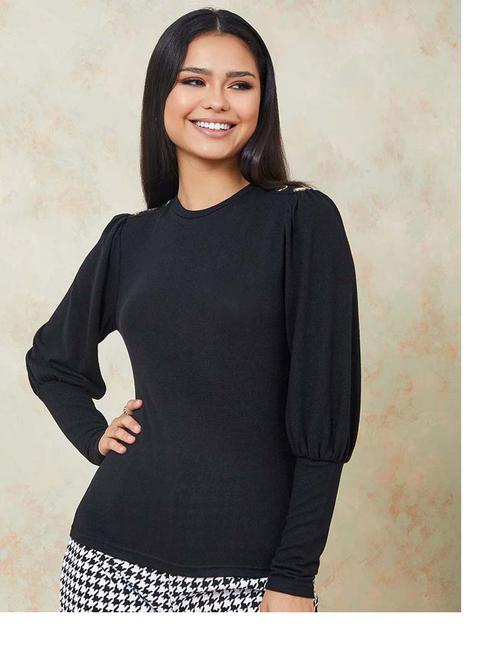 long sleeve round neck ribbed regular fit knit top - 19494621 - Very Small Image - 1