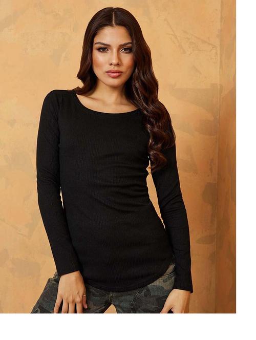 long sleeves ribbed longline tunic with back button detail - 19494628 - Very Small Image - 1