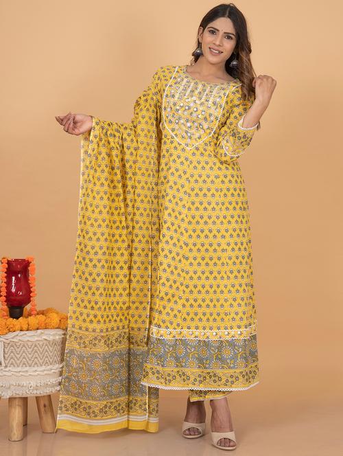 yellow floral print suit set - 19494925 - Very Small Image - 1