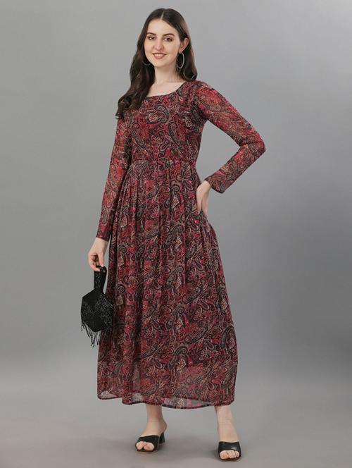 paisley printed fit & flare dress - 19495626 - Very Small Image - 1