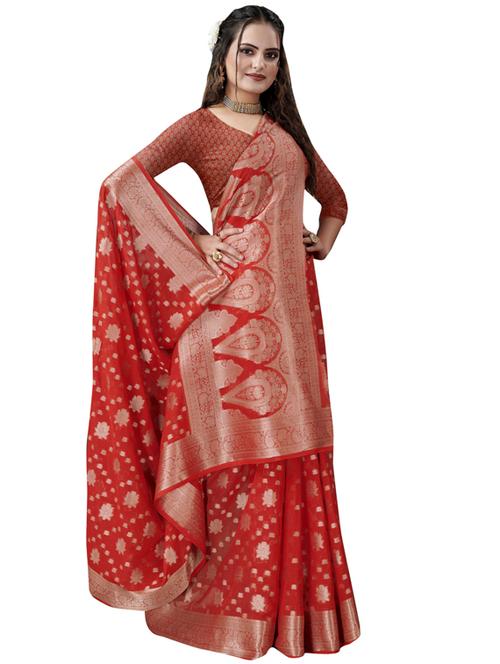 self design printed saree with blouse - 19495739 - Very Small Image - 1