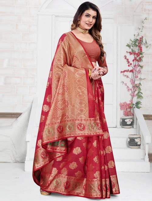 self design woven saree with blouse - 19495769 - Very Small Image - 1