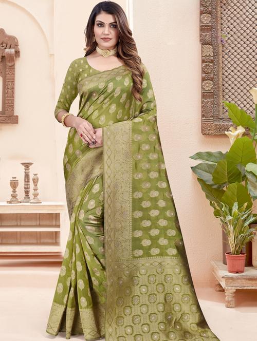 self design woven saree with blouse - 19495774 - Very Small Image - 1