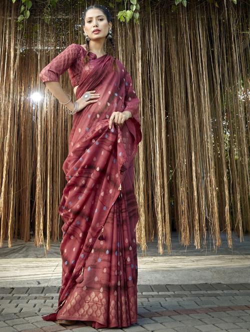 red georgette printed saree - 19495803 - Very Small Image - 1